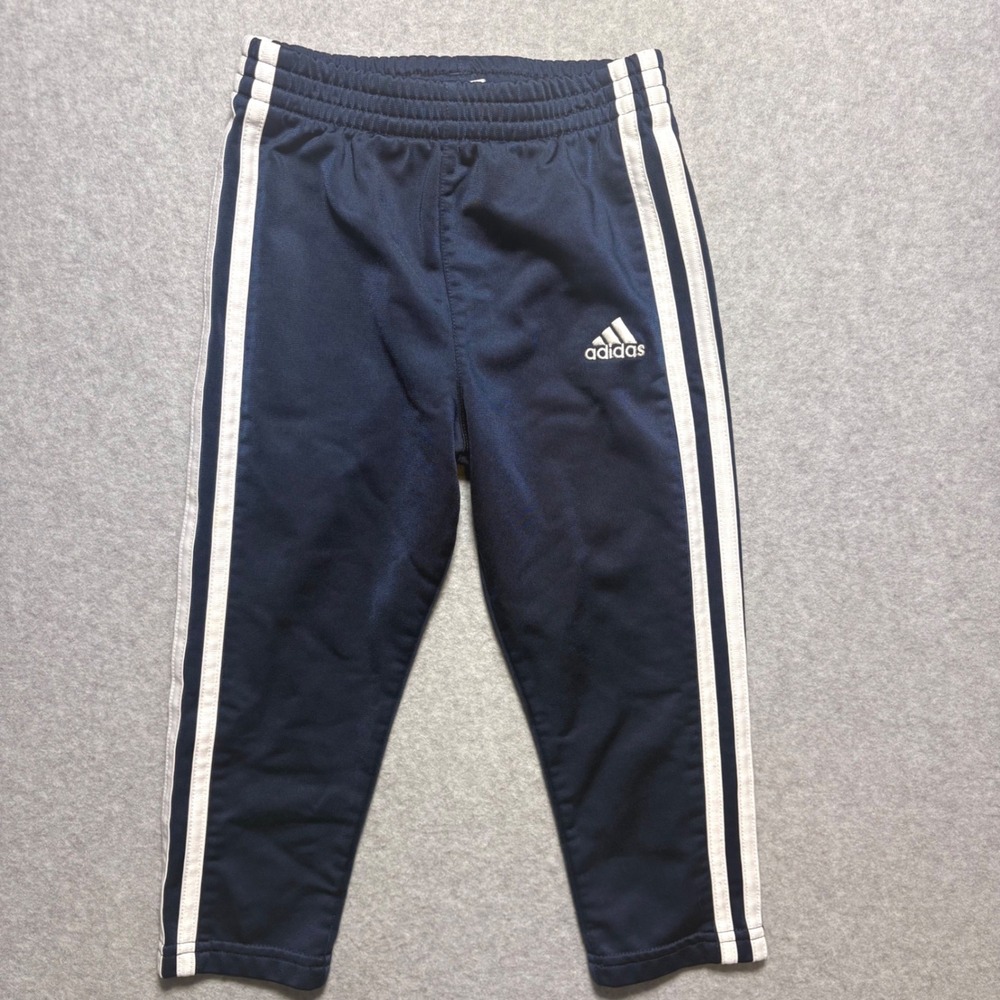 Adidas Toddlers Navy Blue 3-Stripe Tricot Track Pants Size 3T Joggers